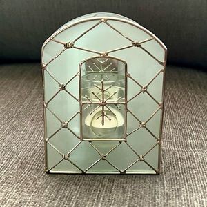 Glass Snowflake Tea Light Candle Holder with Mirror Back Winter Holiday Gift